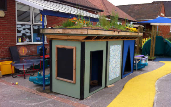 a green roof built on a school playroom